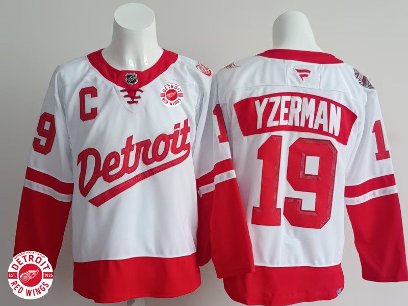 Men Detroit Red Wings #19 Yzerman White 2025 Fanatics Home Premium NHL Jersey style 2->detroit red wings->NHL Jersey